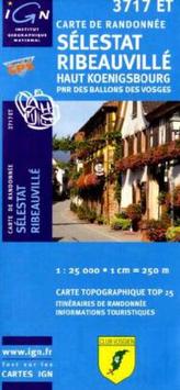 IGN Karte, Carte de randonnée (et plein air) Sélestat, Ribeauvillé