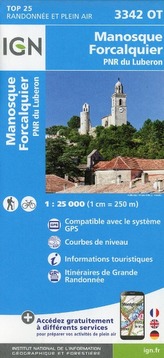 IGN Karte, Carte de randonnée (et plein air) Manosque, Forcalquier, PNR du Luberon