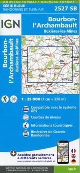 IGN Karte, Serie Bleue Bourbon-l'Archambault. Buxières-les-Mines
