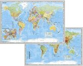 Weltkarte mit Ausschnitt Zentraleuropa / Weltkarte physisch