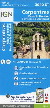 IGN Karte, Carte de randonnée (et plein air) Carpentras - Vaison-la-Romaine - Dentelles de Montmirail