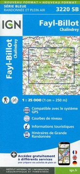 IGN Karte, Serie Bleue Fayl-Billot. Chalindrey