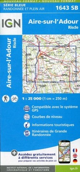 IGN Karte, Serie Bleue Aire sur l'Adour, Riscle