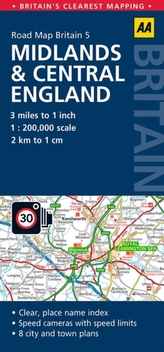 AA Road Map Britain Straßenkarte Midlands/Central England