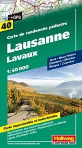 Hallwag Outdoor Map Lausanne, Lavaux, Wanderkarte
