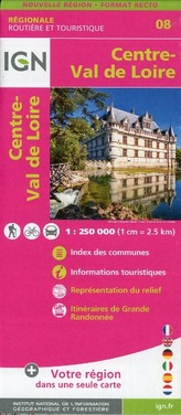 IGN Karte, Régionale Routière et Touristique Centre Val de Loire