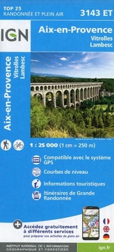 IGN Karte, Carte de randonnée (et plein air) Aix-en-Provence