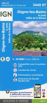 IGN Karte, Carte de randonnée (et plein air) Dignes-les-Bains La Javie Vallée de la Bléone