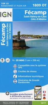 IGN Karte, Carte de randonnée (et plein air) Fécamp - Saint-Valery-en-Caux - Côte d'Albâtre