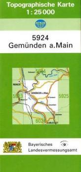 Topographische Karte Bayern Gemünden a. Main