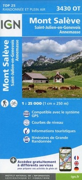 IGN Karte, Carte de randonnée (et plein air) Mont Salève - Saint-Julien-en-Genevois - Annemasse