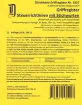 STEUERRICHTLINIEN Dürckheim-Griffregister Nr. 1927 (2018/166. EL) mit Stichworten aus der Gesetzesüberschrift