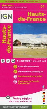 IGN Karte, Régionale Routière et Touristique Hauts-de-France