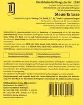 STEUERERLASSE Dürckheim-Griffregister Nr. 1934 (2018/57. EL)