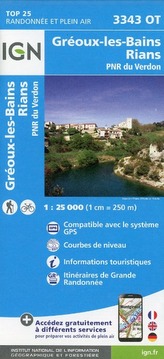 IGN Karte, Carte de randonnée (et plein air) Gréoux-les-Bains - Rians - Basses Gorges du Verdon