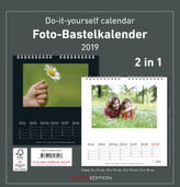 Foto-Bastelkalender 2 in 1, 2019 - schwarz / weiß (22 x 21 cm)
