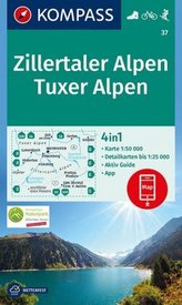 Kompass Karte Zillertaler Alpen, Tuxer Alpen