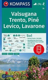 Kompass Karte Valsugana, Trento, Piné, Levico, Lavarone