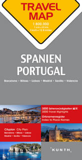 Travelmap Reisekarte Spanien, Portugal 1:800.000