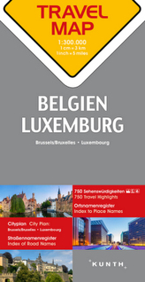 Travelmap Reisekarte Belgien, Luxemburg 1:300.000