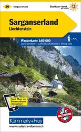 Sarganserland, Liechtenstein Wanderkarte MATT LAMINIERT Nr. 30
