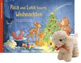 Rica und Luna feiern Weihnachten mit Stoffschaf