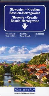 Slowenien - Kroatien - Bosnien-Herzegowina 1 : 500 000. Straßenkarte