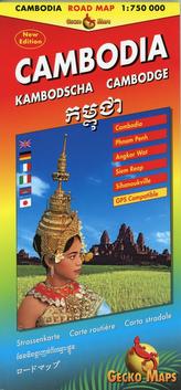Kambodscha, Cambodia, Cambodge Strassenkarte