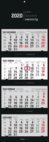 4-Monatskalender 2020 faltbar, Black