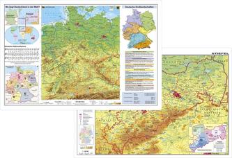Deutschland physisch / Sachsen physisch. DUO-Schreibunterlage Deutschland physisch / Sachsen physisch. DUO-Schreibunterlage