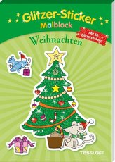 Glitzer-Sticker-Malblock. Weihnachten