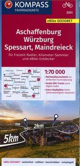 KOMPASS Fahrradkarte Aschaffenburg, Würzburg, Spessart, Maindreieck 1:70.000, FK 3351