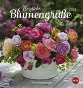Herzliche Blumengrüße 2021. Postkartenkalender