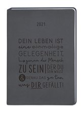 Terminplaner Lederlook A5 Schwarz 2021