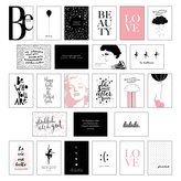 Schönes Postkarten Set mit 25 modernen und stylishen Postkarten zum Dekorieren oder Verschenken. Feminine Bilder, Sprüche und St