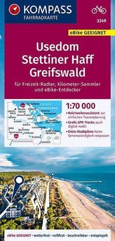 KOMPASS Fahrradkarte Usedom, Stettiner Haff, Greifswald 1:70.000, FK 3349