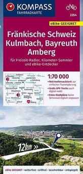 KOMPASS Fahrradkarte Fränkische Schweiz, Kulmbach, Bayreuth, Amberg 1:70.000, FK 3354