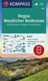 KOMPASS Wanderkarte Hegau Westlicher Bodensee, Schaffhausen, Konstanz, Insel Mainau 1:50 000