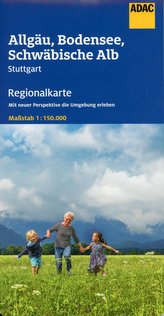 ADAC Regionalkarte Blatt 15 Allgäu, Bodensee, Schwäbische Alp, Stuttgart 1:150 000