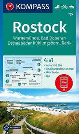 KOMPASS Wanderkarte Rostock, Warnemünde, Bad Doberan, Ostseebäder Kühlungsborn, Rerik 1:50 000