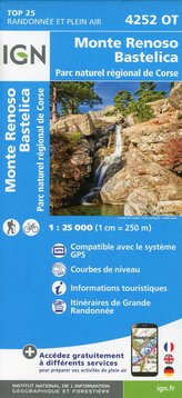 Monte Renoso Bastelica Parc National de Corse 1 : 25 000