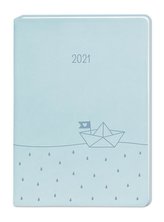 Terminplaner Lederlook A6 Hellblau 2021