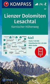KOMPASS Wanderkarte Lienzer Dolomiten, Lesachtal, Karnischer Höhenweg 1:50 000