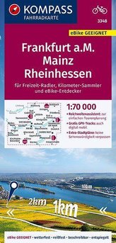 KOMPASS Fahrradkarte Frankfurt a.M., Mainz, Rheinhessen 1:70.000, FK 3348