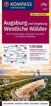 KOMPASS Fahrradkarte Augsburg und Umgebung, Westliche Wälder 1:70.000, FK 3347