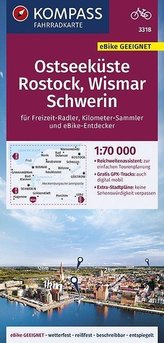 KOMPASS Fahrradkarte Ostseeküste, Rostock, Wismar, Schwerin 1:70.000, FK 3318
