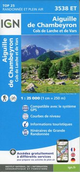 Aiguille de Chambeyron - Cols de Larche et de Vars 1:25 000