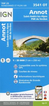 Annot Saint-André-les-Alpes Parc National R du Verdon 1:25 000