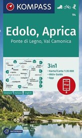 KOMPASS Wanderkarte Edolo, Aprica, Ponte di Legno, Val Camonica 1:35 000