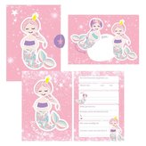 12 Glitzer Einladungskarten Meerjungfrau zum Geburtstag für Mädchen inkl. Umschläge | rosa glitzernde Geburtstagseinladungen für